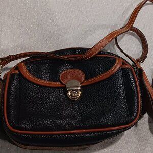 Vintage Dooney? style Pebbled Raw Leather crossbody tassel fringe purse bag